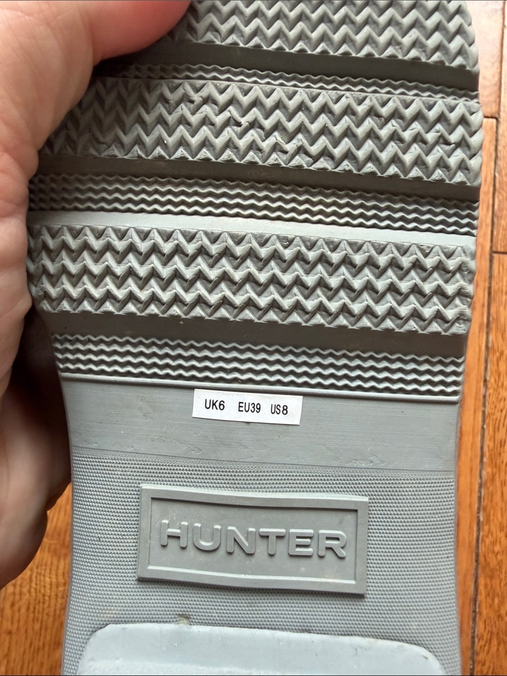 Hunter Grey Short Chelsea Rain Boots with Blue Lining - Picture 8 of 8